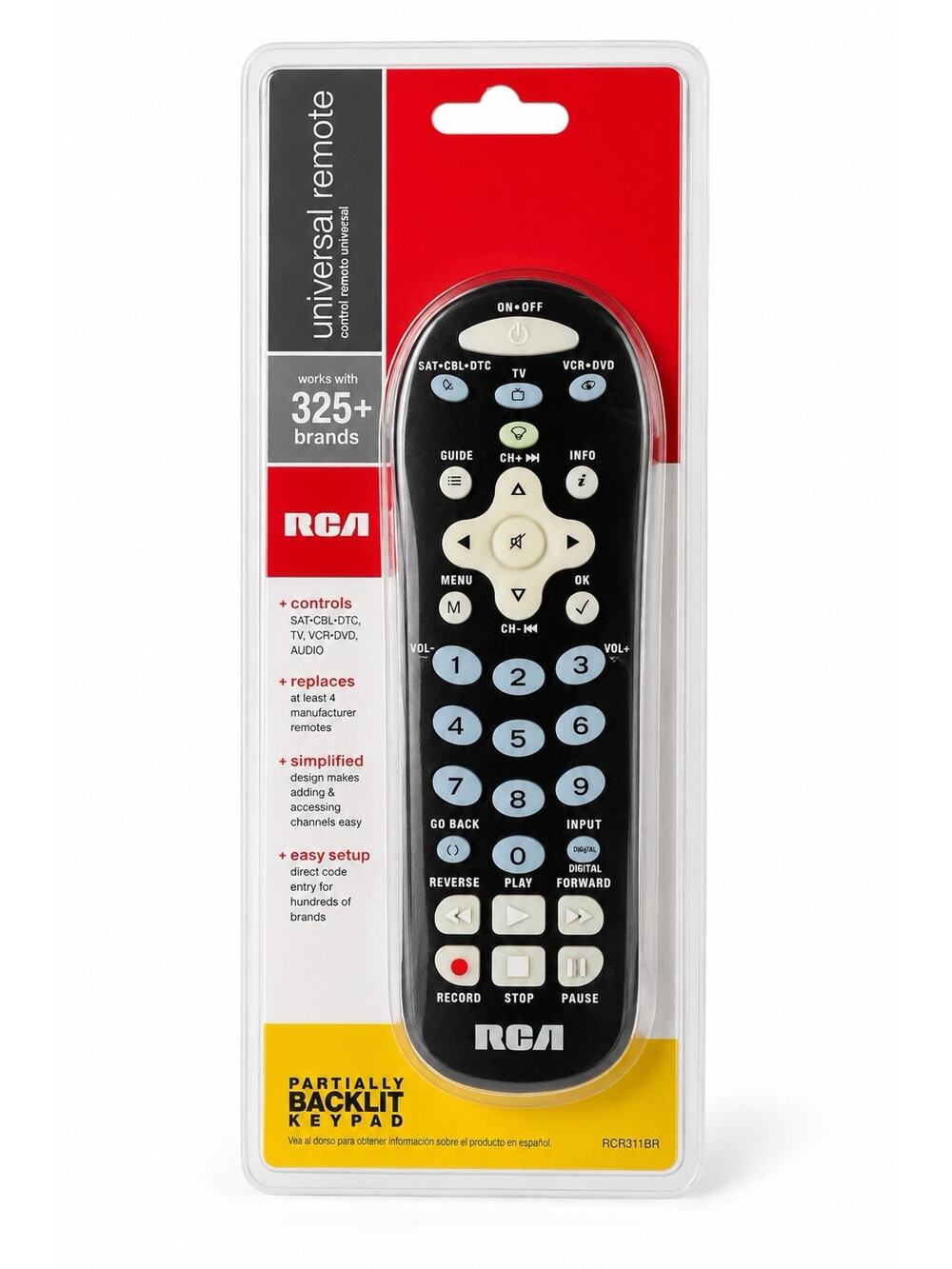 RCA RCR311BR Universal Remote Control New Open Box Backlit Keypad